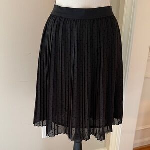 Joe Fresh Black Pleated Skirt Dot Pattern Women's Small Elastic Waist Lined